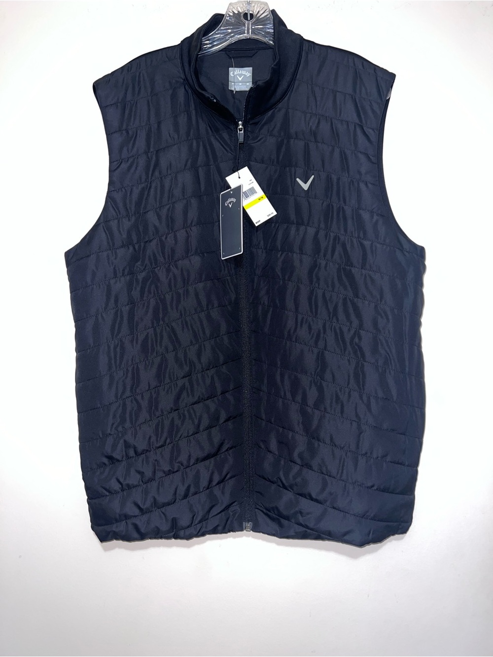 New Callaway Men's Quilted Caviar Black Full Zip Golf Vest Size Medium NWT